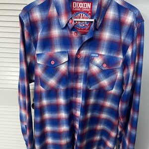 DIXXON Men's Vibrant Blue and Red Plaid Flannel